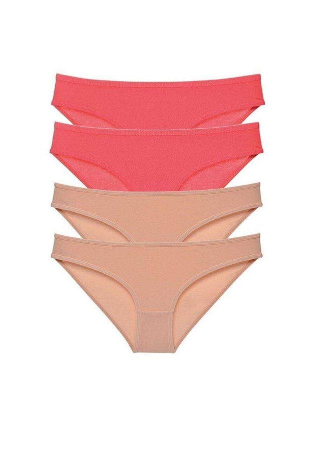 4 Pieces Super Eco Set Lycra Women's Slip Panties Fuchsia Skin