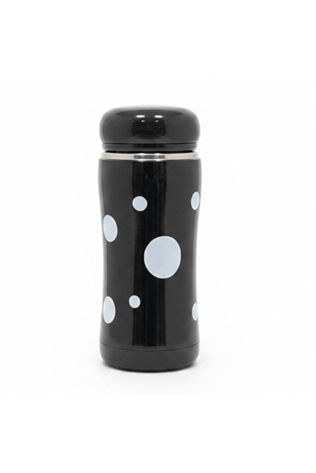 Black & White Polka Dot Stainless Steel Vacuum Bottle — 320 ml