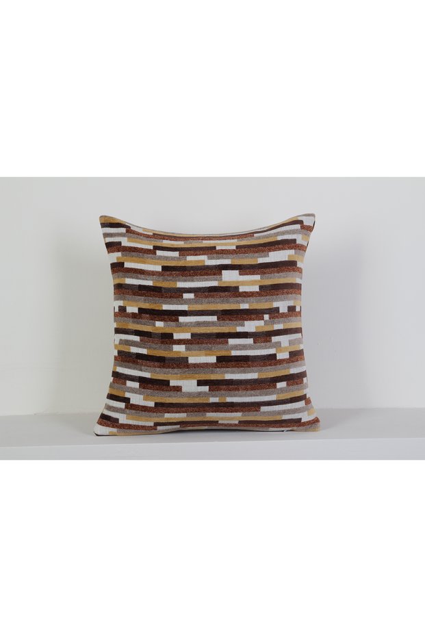 Brown Geometric Patterned Decorative Throw Pillow Cover Modern Design