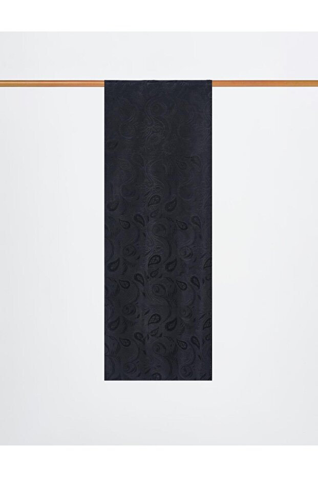 Leaf Pattern Lyocell Shawl Black - 1