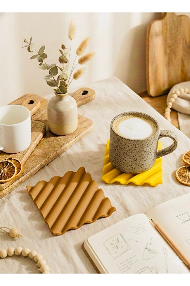 Set of 2 Aesthetic Wavy Coasters | Modern Pinterest Coasters | Coffee Corner Decor
