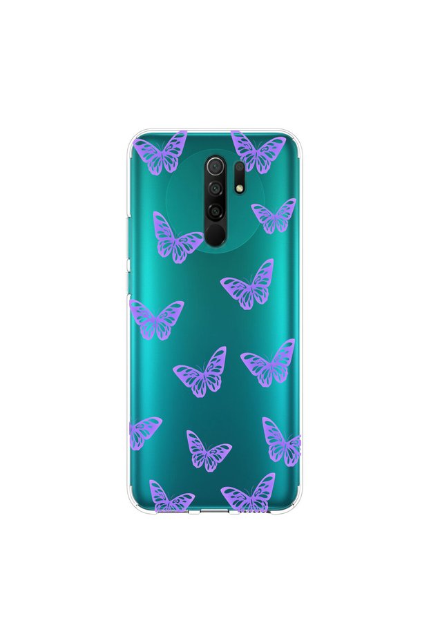 Redmi 9 Compatible Butterfly 5 Design Transparent Case