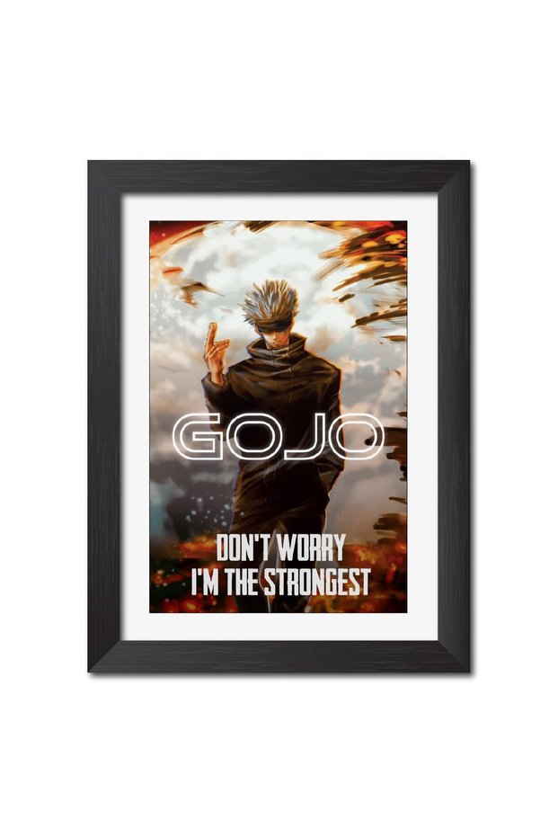 Alayra Satoru Gojo Posters Jujutsu Kaisen Anime Posters Framed Paintings with Black Frame (12inches