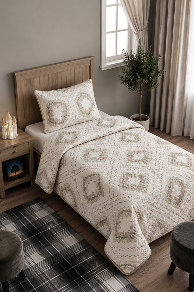 Single Quilted Pique Set 2 Pieces (160X240 Pique + 1 Pillowcase 50X70) Patterned