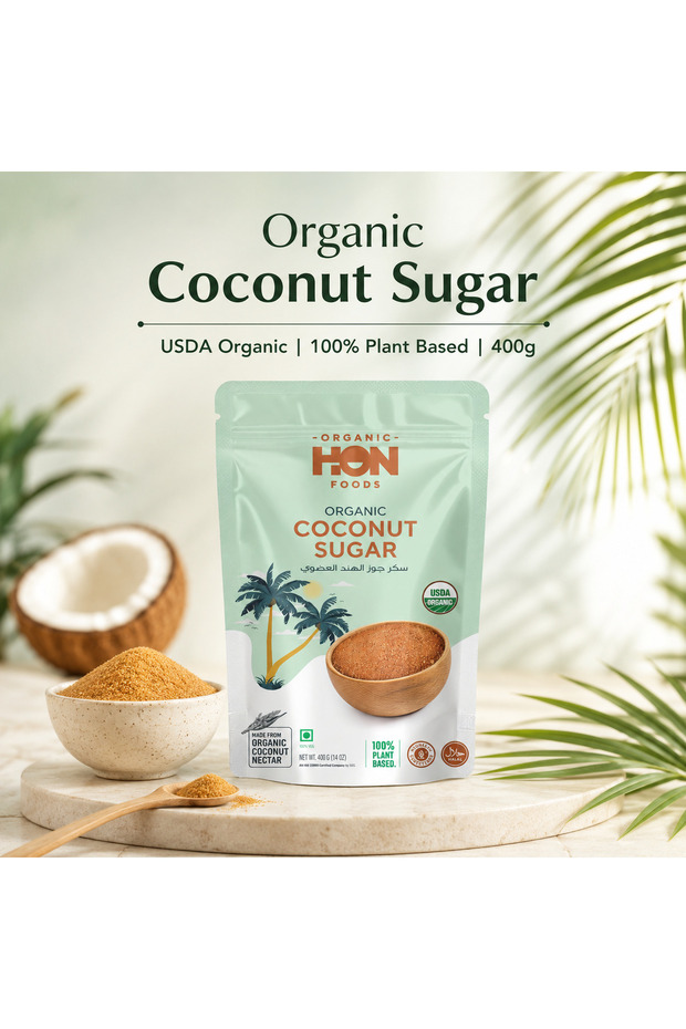 Coconut Sugar- USDA Organic -Made in Indonesia- Halal Certified -Low GI- Non-GMO- 400g Pack