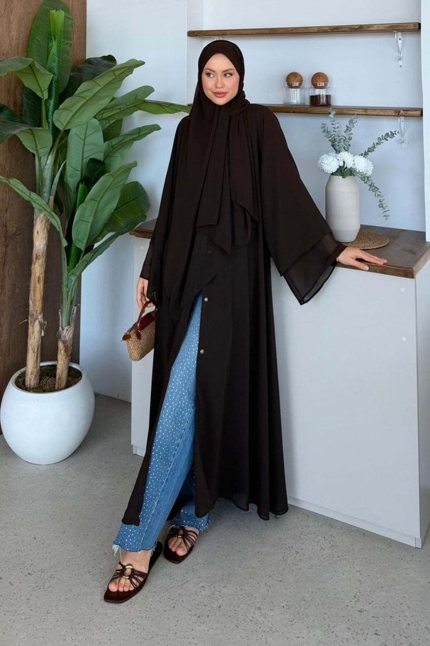 Hürrem Şallı Abaya Brown