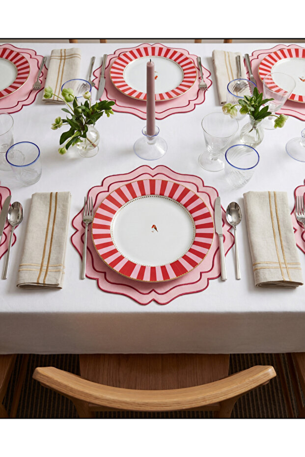 4-Piece Pink Amélie Linen Placemat Set Supla | Stain Resistant | Modern Table Decor