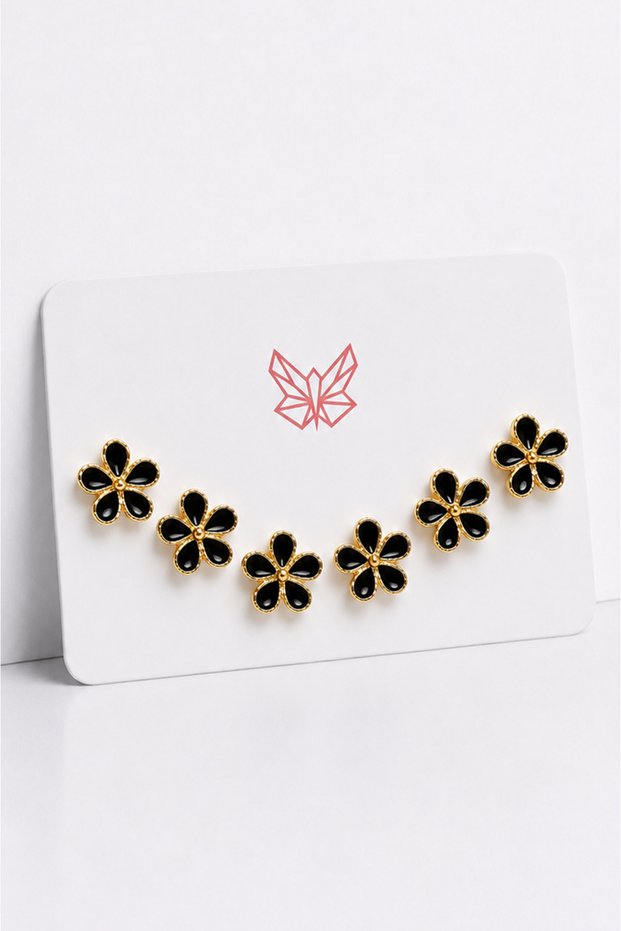 Star Butterfly Flower Figured Pierced Earrings – Gold Color Look Minimal Women's Earrings, Daily Stylish Jewelry