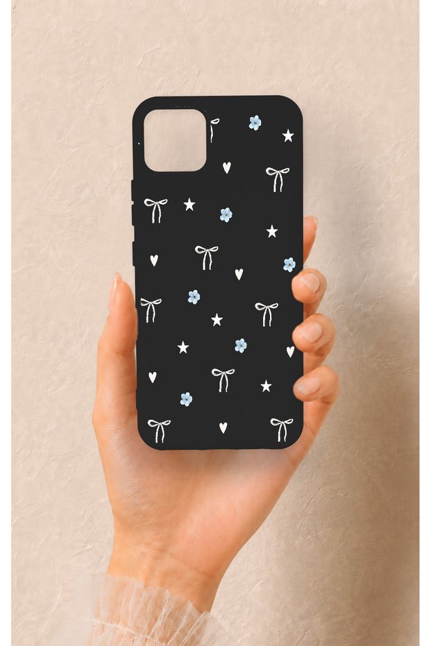 Realme C11 2021 Compatible Mini Bow Black Patterned Silicone Case