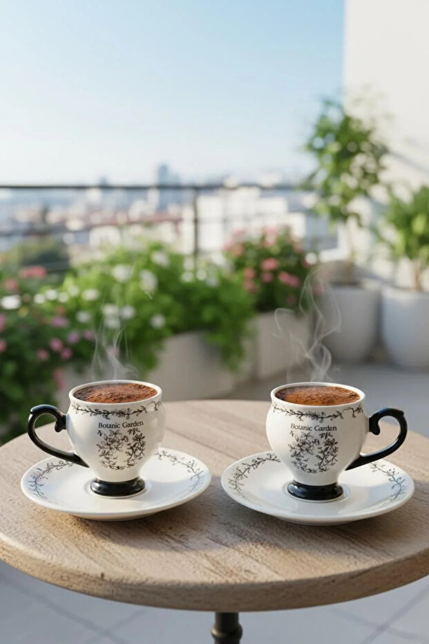 Mien Revol Leaf Detailed 2-Piece Coffee Cup Set 90 ml |   Decorative Coffee Cup Set