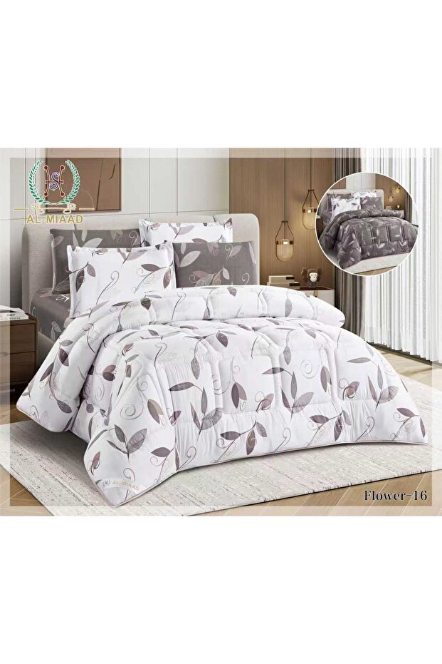 مفرش صيفي مشجر -نفرين - 6قطع مقاس 250*230 مايكروفيبر ناعم وبارد