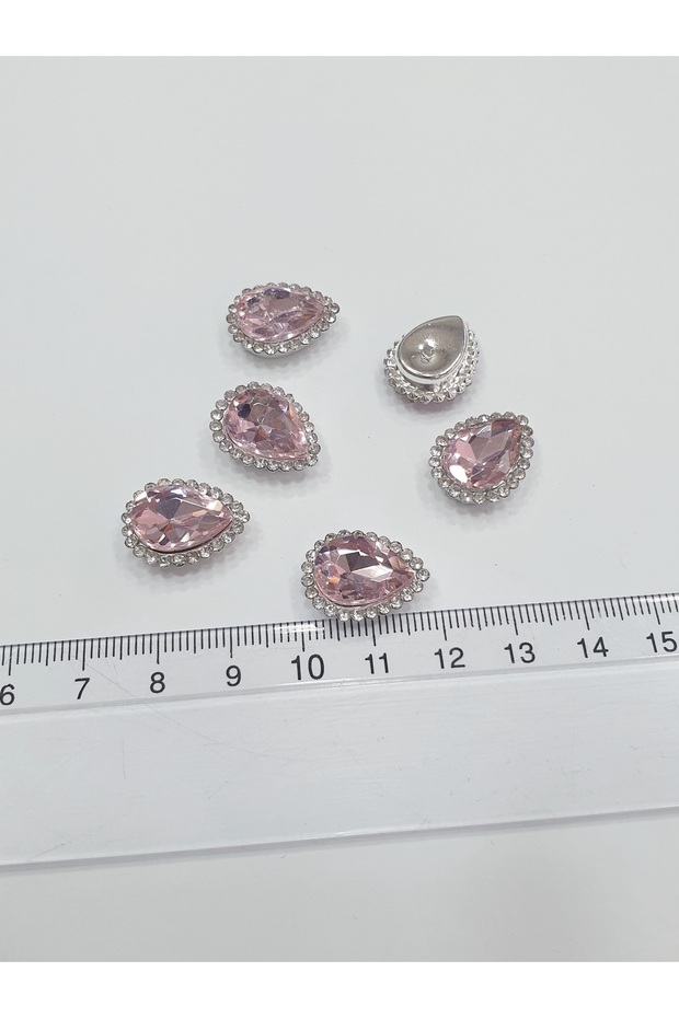Stoned Edge - Pink Drop 15*20mm (50 Pcs)