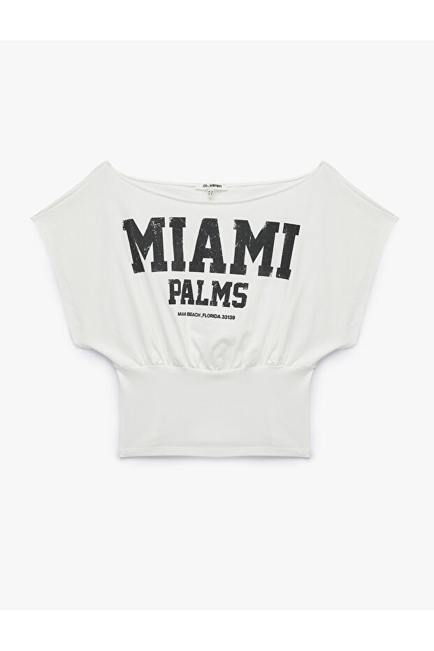 Cotton Printed Cap Sleeve Boat Neck Striped T-Shirt