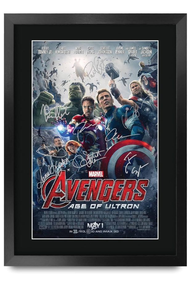 A3 FR Avengers Infinity War Endgame Movie Poster Robert Downey Jr Chris Evans Chris Hemsworth Signed Gift FRAMED A3 Printed Autograph Film Gifts Print Photo Picture Display