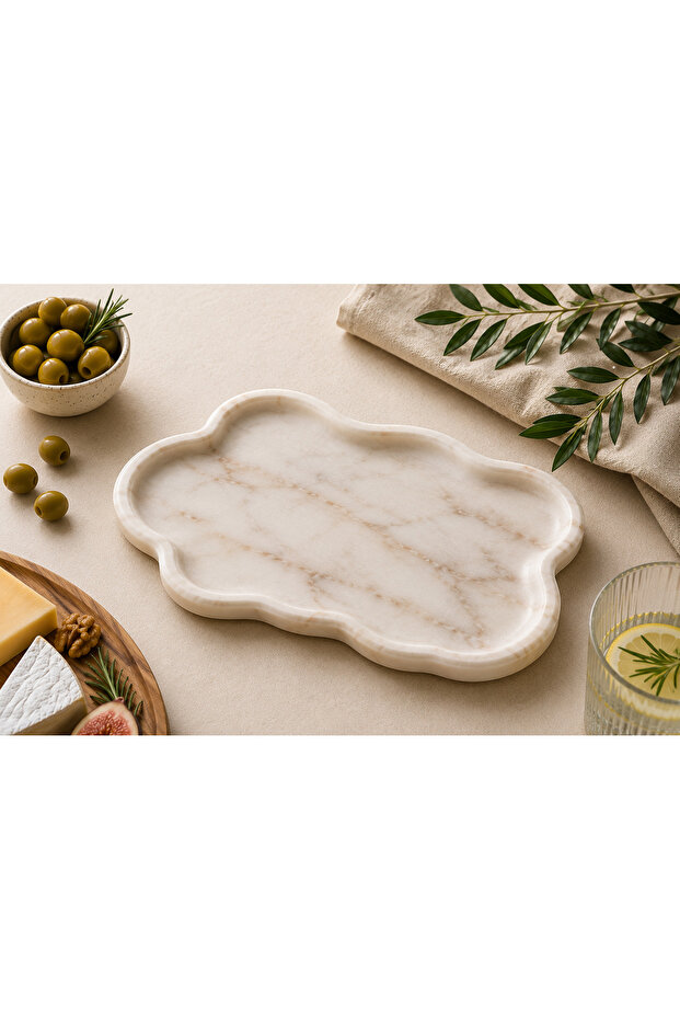 Gca Premium Beige Marble Presentation Tray | Decorative Serving and Catering Tray