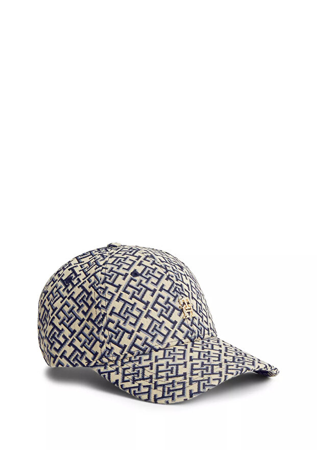 Women's Th Monogram Logo Adjustable Buckle Navy Blue Hat