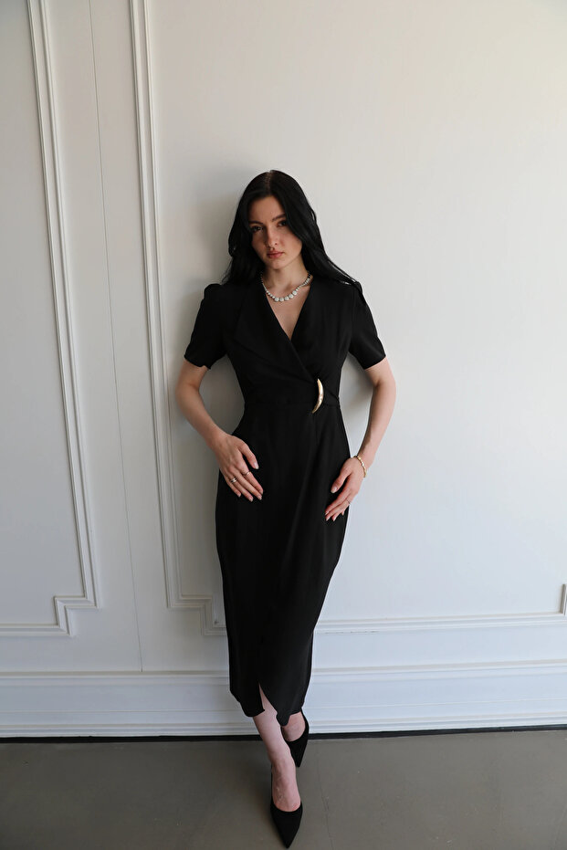 Lyocell Fabric Side Buckle Detailed Dress