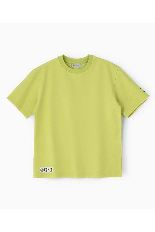 | Oversized Basic T-shirt in Cotton Limegreen