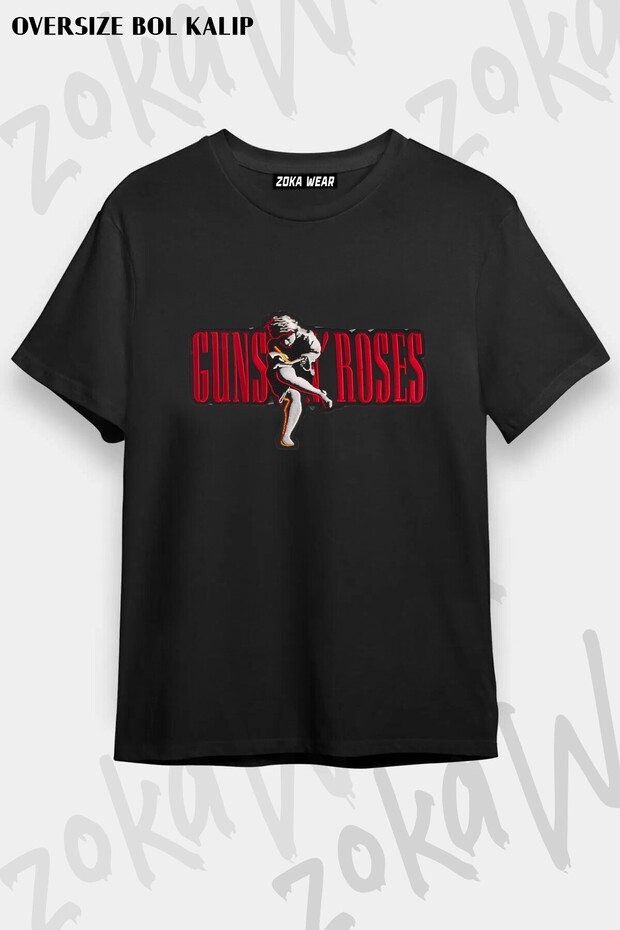 Unisex Loose Fit Guns N Roses V44 Printed T-Shirt