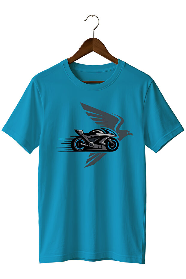 Men's Motorcycle Printed Crew Neck Casual Cotton T-Shirt