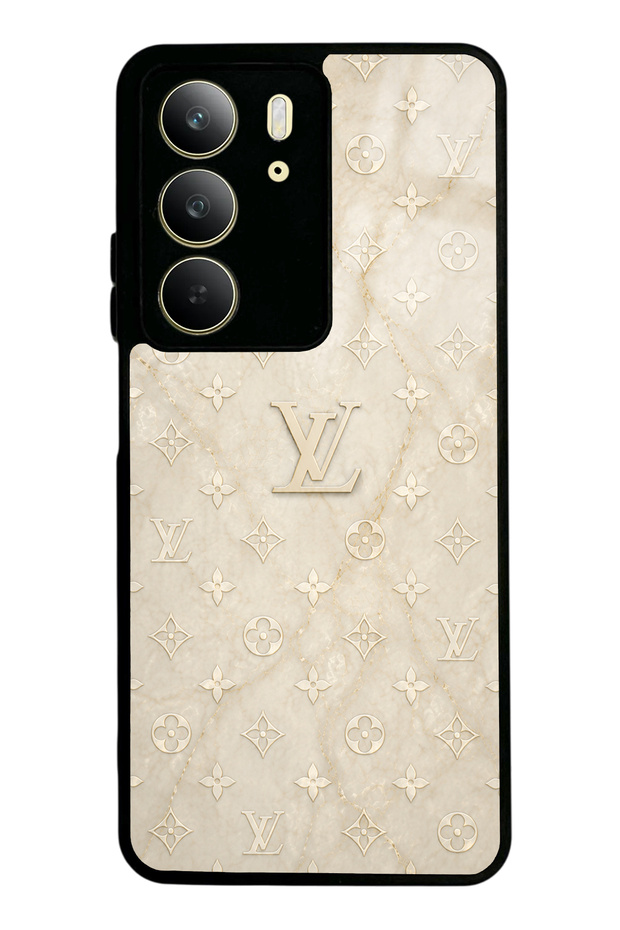 Realme C75 Cream Gold Lv Design Glossy Phone Case