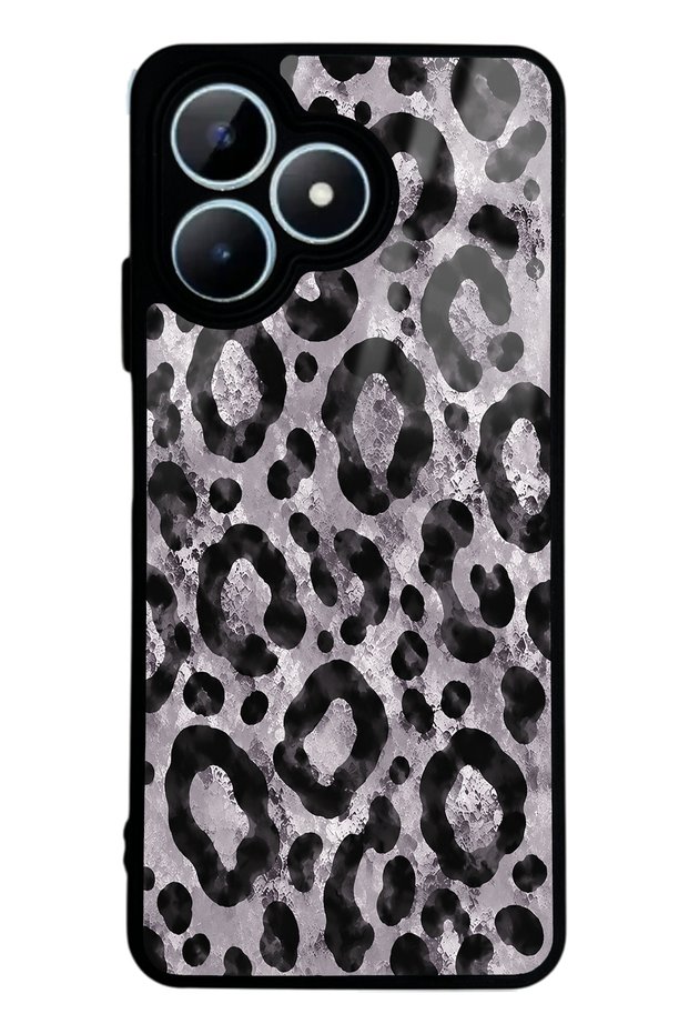 Realme Note 50 Gray Leopard Design Glossy Phone Case