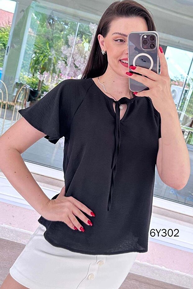 بلوزة إيروبين برباط على الرقبة 6y302