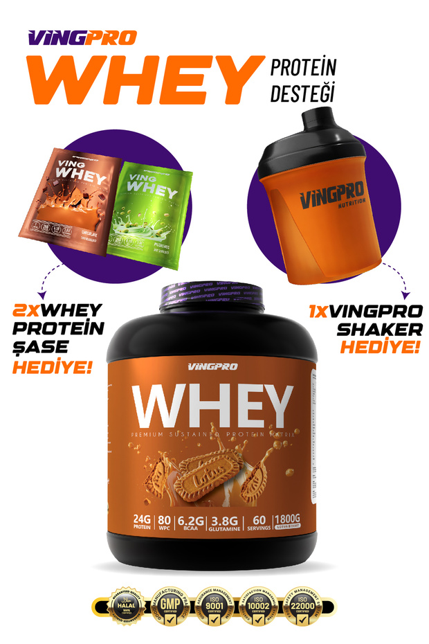 بروتين مصل اللبن WHEY PROTEIN PRO WPC80 1800 جرام 60 حصة لوتس 2x شاسي بروتين و1x هدية شيكر