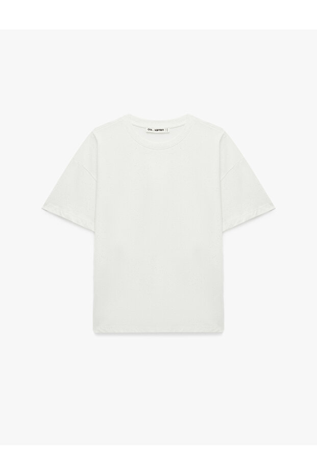 Cotton Comfortable Fit Crew Neck Glitter Short Sleeve T-Shirt
