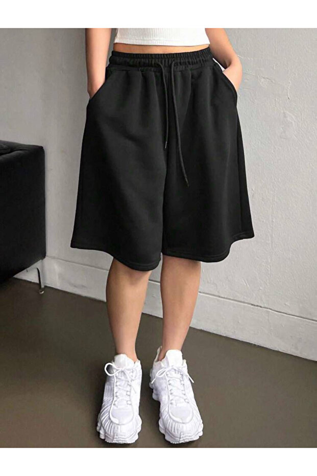 Μαύρο Elas Basic Unisex Φαρδύ Σορτς - 3