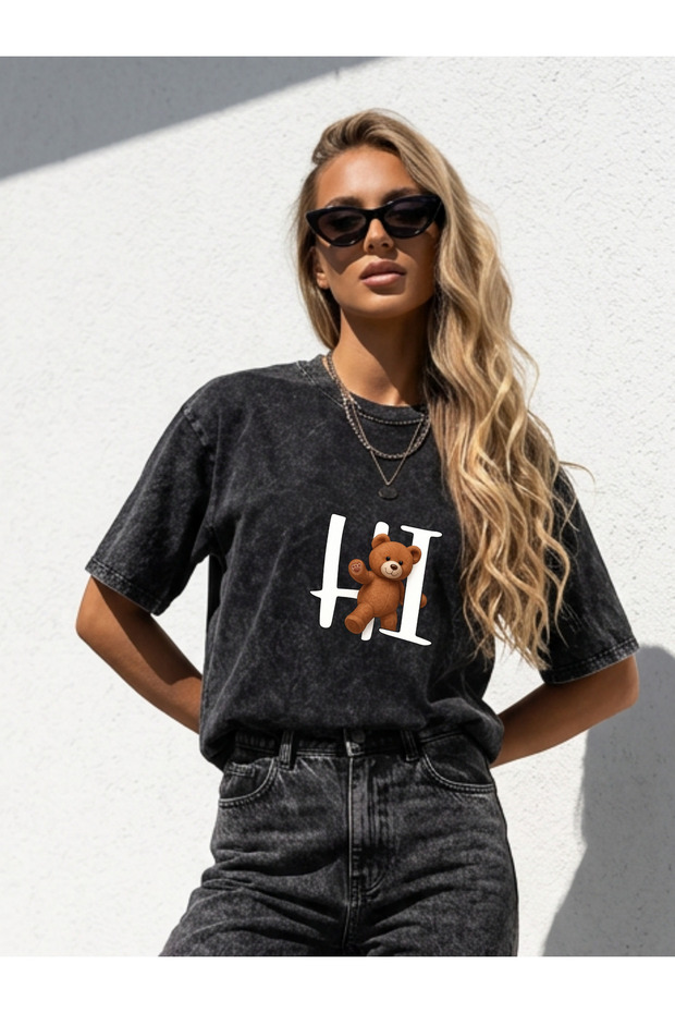 Acid Washed Oversize Unisex T-Shirt Washed Vintage Street Style Street Fashion Cotton Comfortable Fit Daily Wear T-Shirt