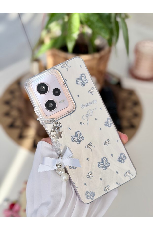 Xiaomi Redmi Note 12 Pro 5g Compatible Charm Pearl Ribbon Toy Design Silicone Case