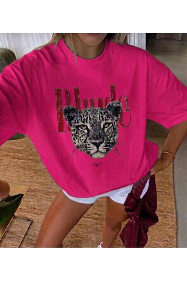 Unisex Men/Women Leoparphude Different Collar Custom Printed Oversize Cotton T-Shirt