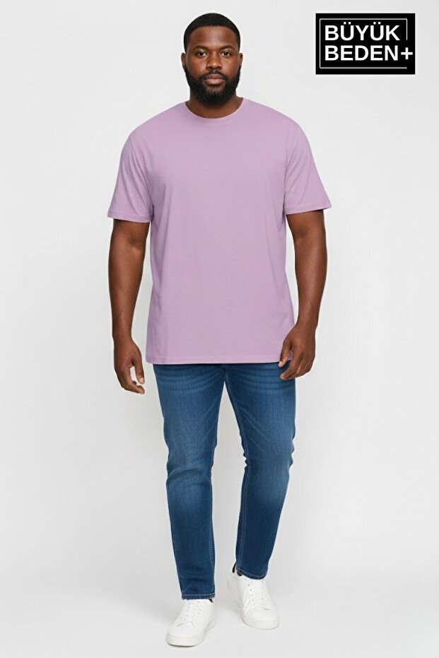 Big Size Men's Basic T-Shirt - Cotton Plain T-Shirt 3Xl-6Xl Spr26Bts510