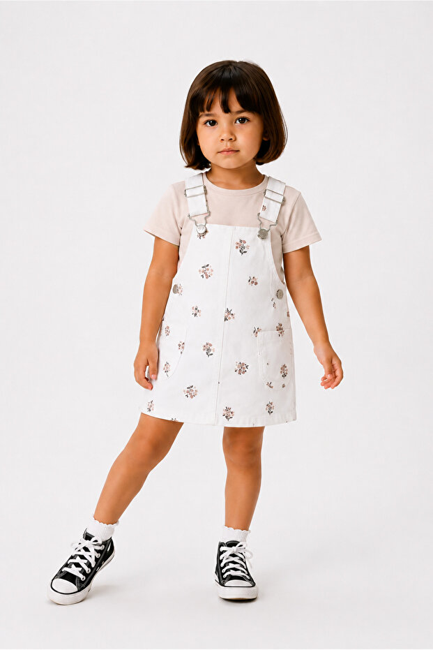 Girl's Floral Patterned Gilet Dress