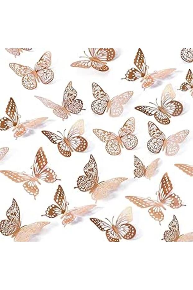 3D Butterfly Wall Decor, 48 Pcs 4 Styles 3 Sizes, Removable Metallic Wall Sticker Room Mural Decals