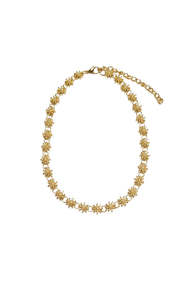 Steel Daisy Detailed Chain Necklace