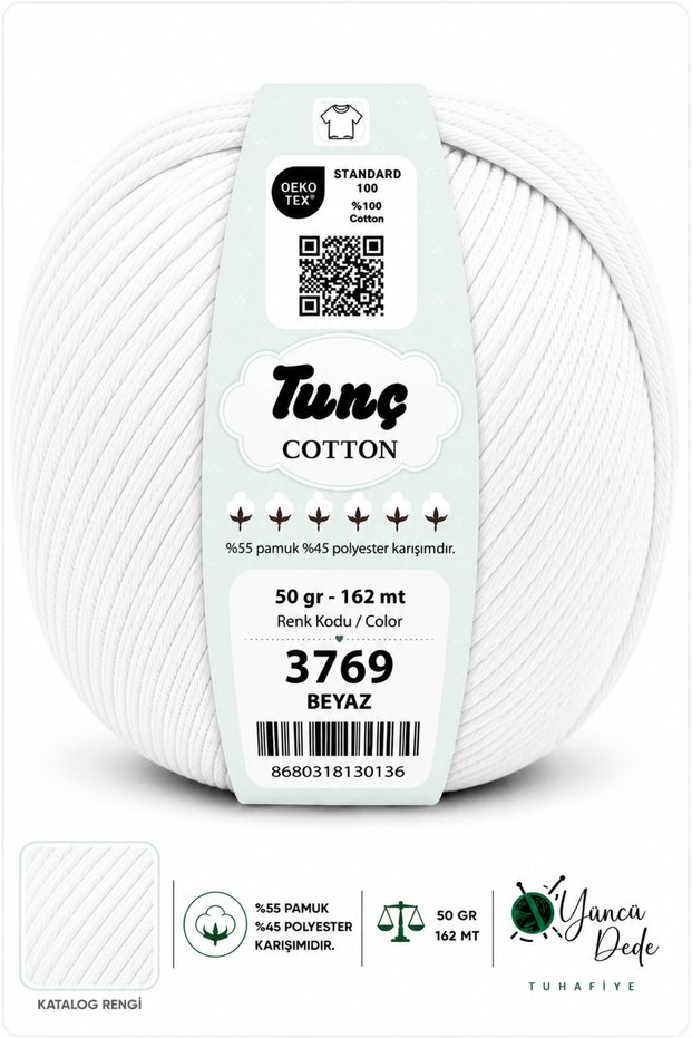 Cotton Amigurumi Punch Bag and Knitting Yarn Baby Soft Cotton 50 Gr 162 Meters 55% Cotton 45% Acrylic