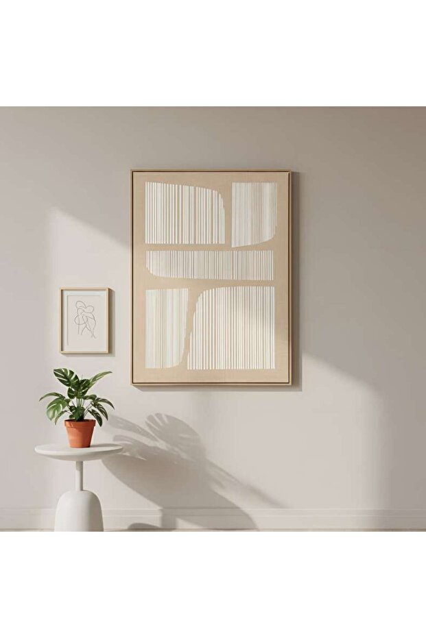 Fabrizo Textured Canvas Wall Art 60x80cm - Beige