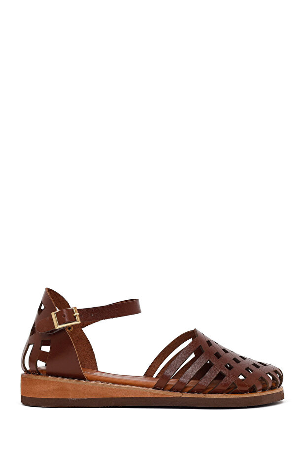 Women's Brown Ankle Buckle Leather Bodrum Sandals 26Sfd333618