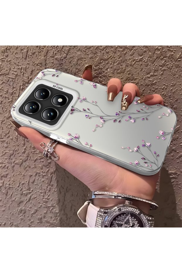 Mi 14t Pro Compatible Thin Branch Flower Case, Wear-Resistant Minimalist Mobile Phone Case