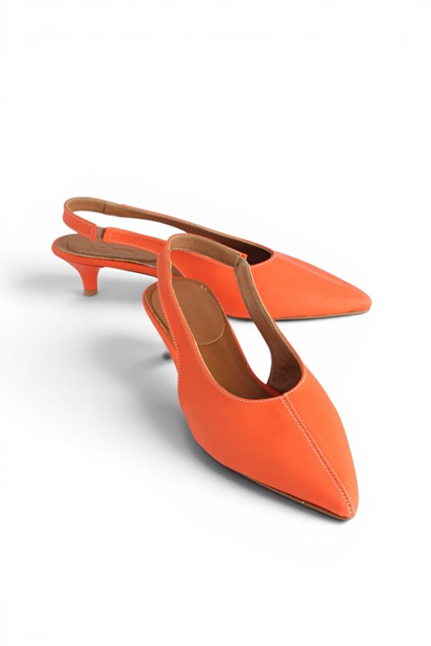 Harmony Genuine Leather Open-Back Heeled Shoes