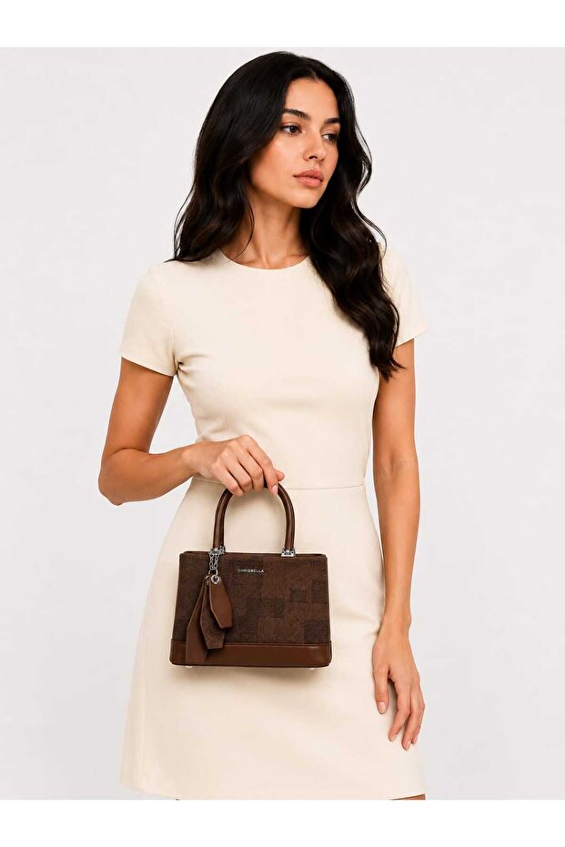 Women's Mini Leather Handbag with Shoulder & Crossbody Strap 20x14x9 cm