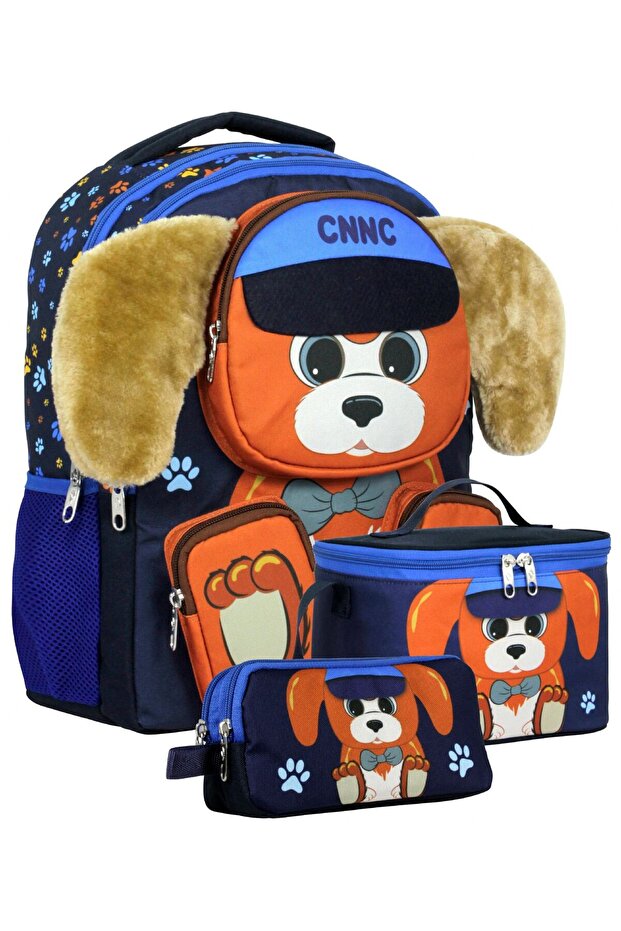 Boy's Cute Dog Shaped Triple Primary School School Bag Set - Setumt6087A