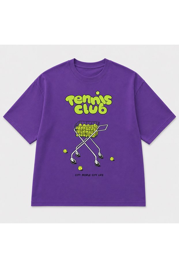 Unisex Oversize T-Shirt Tenni̇s 3 Printed 100% Cotton T-Shirt Comfortable Fit