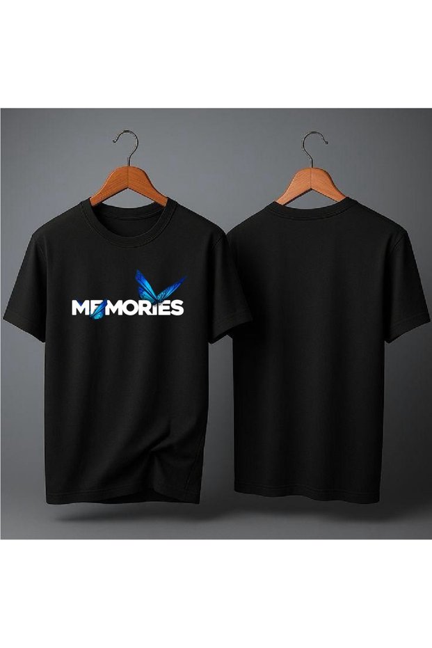 Memories Written on a Butterfly Detailed Printed Oversized T-Shirt
