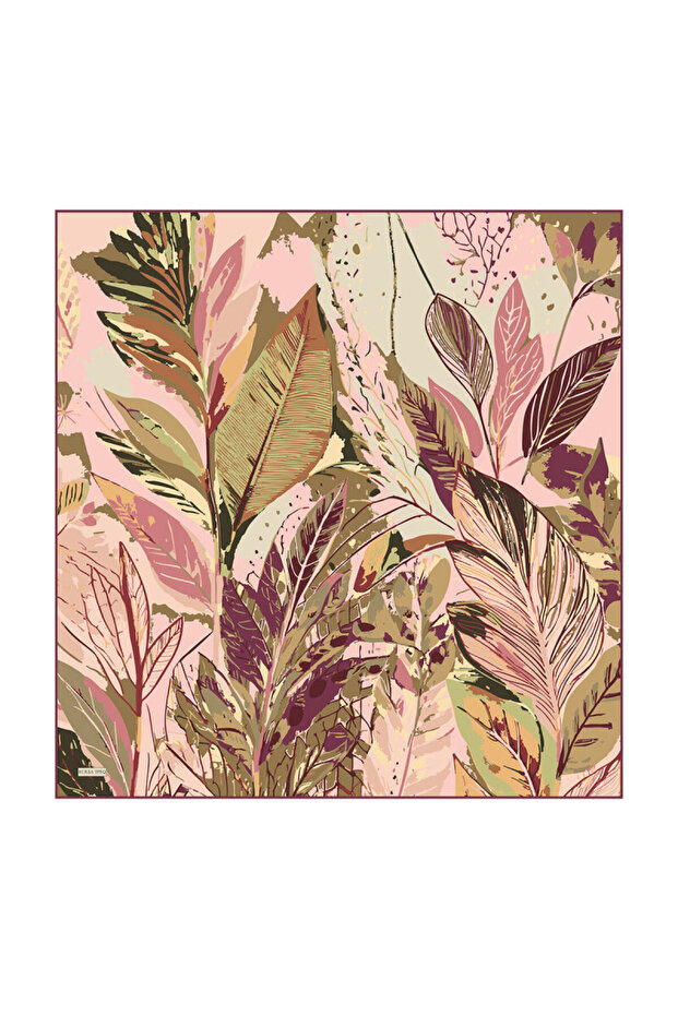 Powder Leaf Pattern Sura Silk Scarf