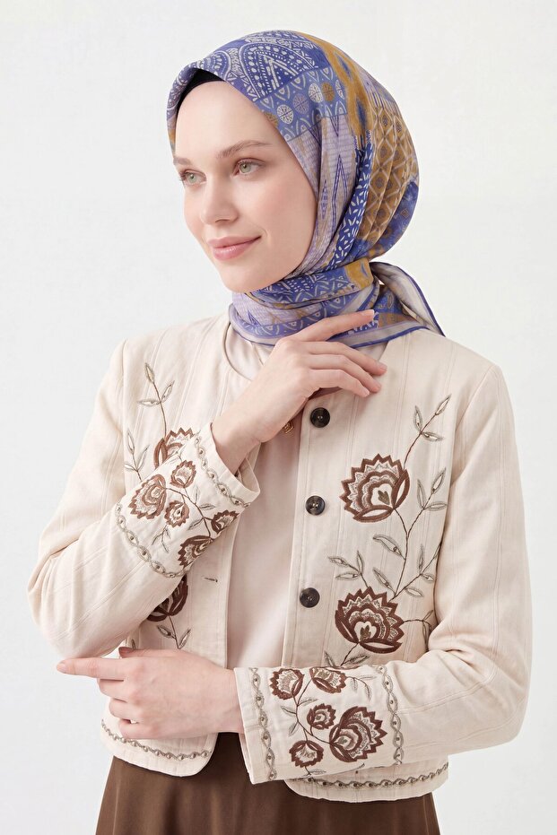 وشاح ناعم أصلي باللون الأزرق الليلكي