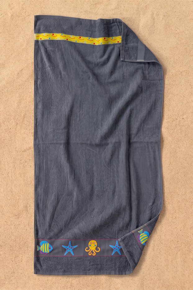 Unisex Sea Creature Motif Cotton Smoked Beach Towel 70X150 cm