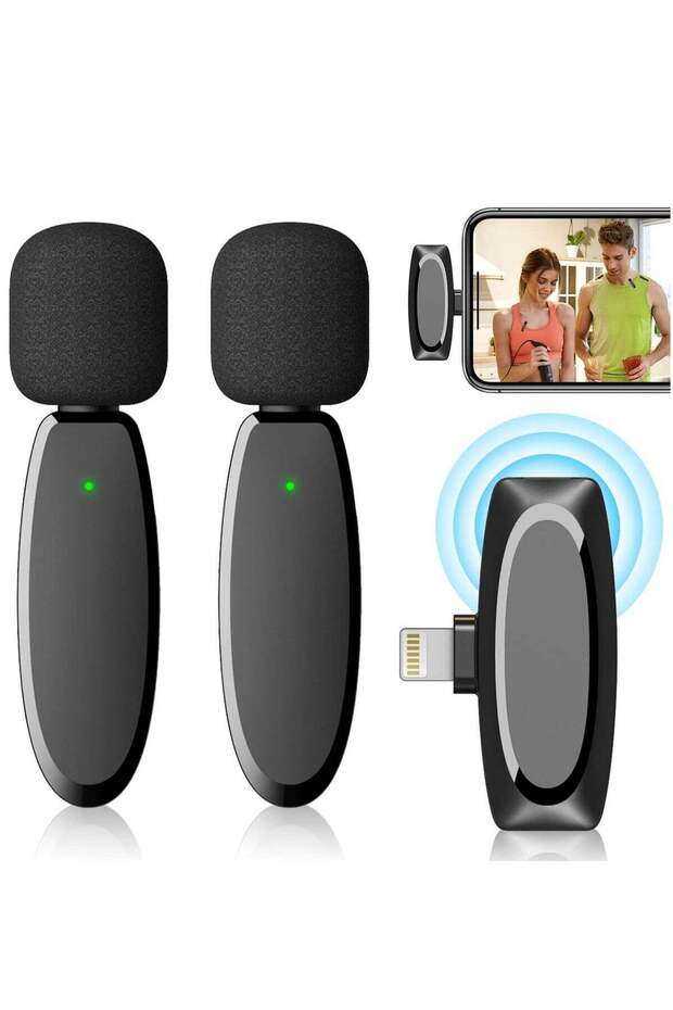 2 Pack Wireless Lavalier Microphone for iPhone Mini Microphone Wireless Mic for iPhone iPad Video Recording Podcast YouTube Facebook TikTok Live Stream Vlog Auto-Sync NO APP or Bluetooth Nee